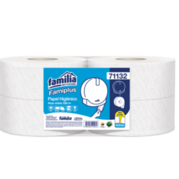 PAPEL HIGIÉNICO JUMBO BLANCO HOJA DOBLE. 250 M