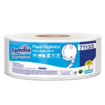 PAPEL HIGIÉNICO JUMBO BLANCO INDIVIDUAL HOJA DOBLE. 250 M