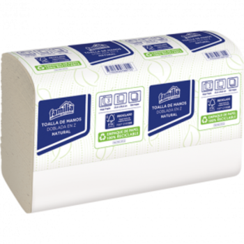TOALLA DE MANOS DOBLADA EN Z, NATURAL HOJA TRIPLE 150 HOJAS X FAJO